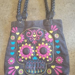 Loungefly Denim Sugar skull tote bag